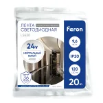 Светодиодная лента стабилизированная 120SMD(2835)/м 11Вт/м 24V 20000*10*1.22мм 4000К IP20 Feron 41277