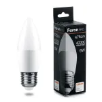 Лампа светодиодная Feron LB-1306 E27 6Вт 4000K 38051 Цвет арматуры хром Цвет плафонов черный