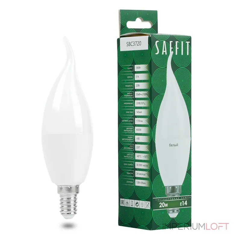 Лампа светодиодная SBC3720 Свеча на ветру E14 20W 230V 4000K Feron Saffit 55275 Лампа светодиодная SBC3720 Свеча на ветру E14 20W 230V 4000K Feron Saffit 55275