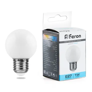 Лампа светодиодная Feron LB-37 Шарик E27 1W 230V 6400K матовый 25115 Лампа светодиодная Feron LB-37 Шарик E27 1W 230V 6400K матовый 25115