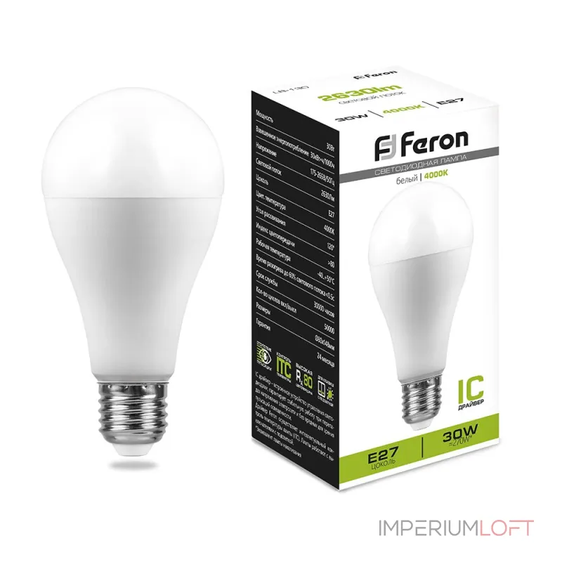 Лампа светодиодная Feron Lb 130 E27 30Вт 4000K 38195