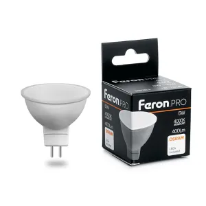Лампа светодиодная Feron LB-1606 GU5.3 6Вт 4000K 38084 Цвет арматуры черный Цвет плафонов белый