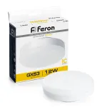 Лампа светодиодная Feron Saffit LB-453 GX53 12Вт 2700K 25833 Цвет арматуры белый Цвет плафонов желтый