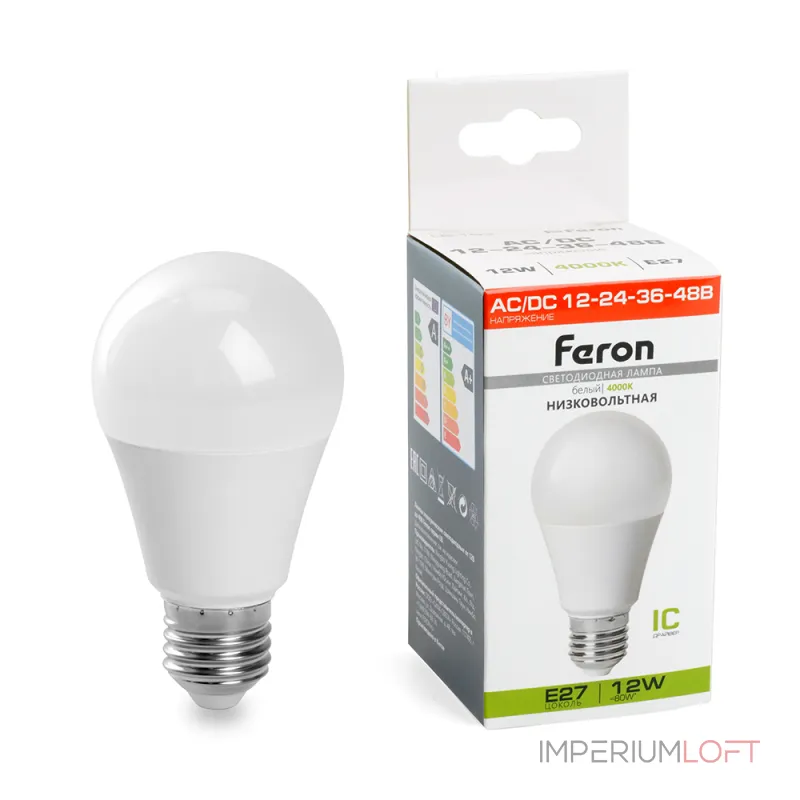 Лампа светодиодная низковольтная Feron LB-193 Шар E27 12W 12-48V 4000K 48729 Лампа светодиодная низковольтная Feron LB-193 Шар E27 12W 12-48V 4000K 48729