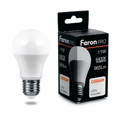 Лампа светодиодная Feron LB-1011 E27 11Вт 6400K 38031 Цвет арматуры хром Цвет плафонов белый