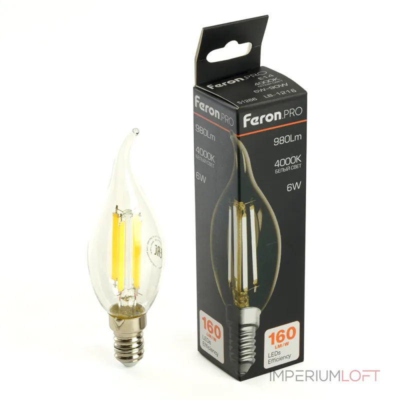 Лампа светодиодная Feron.PRO LB-1216 Свеча на ветру E14 6W 175-265V 4000K 51263 Лампа светодиодная Feron.PRO LB-1216 Свеча на ветру E14 6W 175-265V 4000K 51263