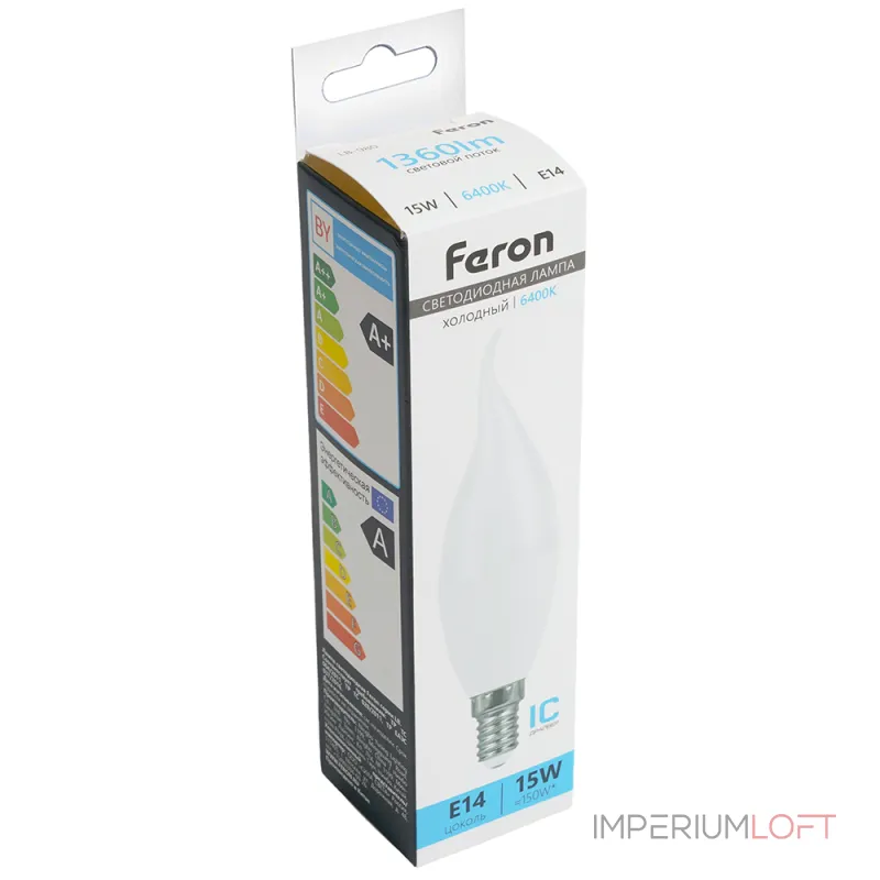 Лампа светодиодная SBC3720 Свеча на ветру E14 20W 230V 6400K Feron Saffit 55276