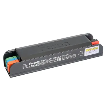 Трансформатор для светодиодной ленты с плавным пуском и диммированием 60W 24V IP20 Feron 52123 Трансформатор для светодиодной ленты с плавным пуском и диммированием 60W 24V IP20 Feron 52123