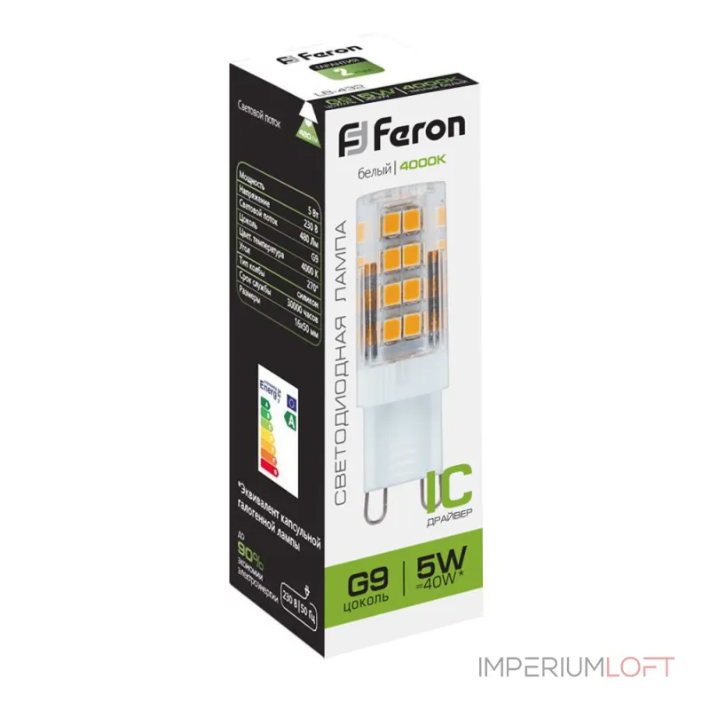 Лампа светодиодная Feron LB-432 G9 5Вт 4000K 25770 от ImperiumLoft