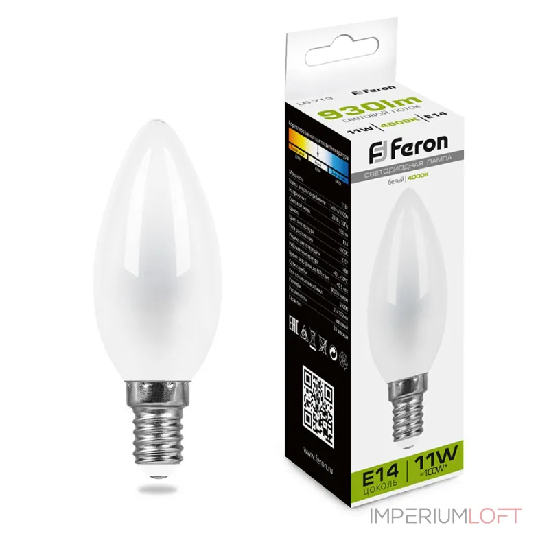 Лампа светодиодная Feron LB-713 Свеча E14 11W 230V 4000K 38007 Лампа светодиодная Feron LB-713 Свеча E14 11W 230V 4000K 38007