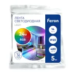 Светодиодная COB лента Feron LS531 480SMD(2110)/ 14Вт/м 24V 5000*8*1.8мм RGB IP20 48946