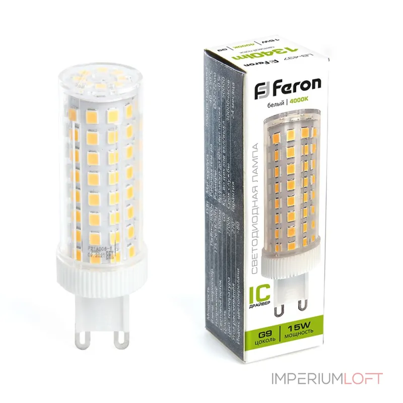 Лампа светодиодная Feron Lb 437 G9 15Вт 4000K 38213