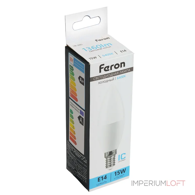 Лампа светодиодная LB-980 C37 (свеча) 15W 175-265V E14 6400К (холодный) Feron 52074
