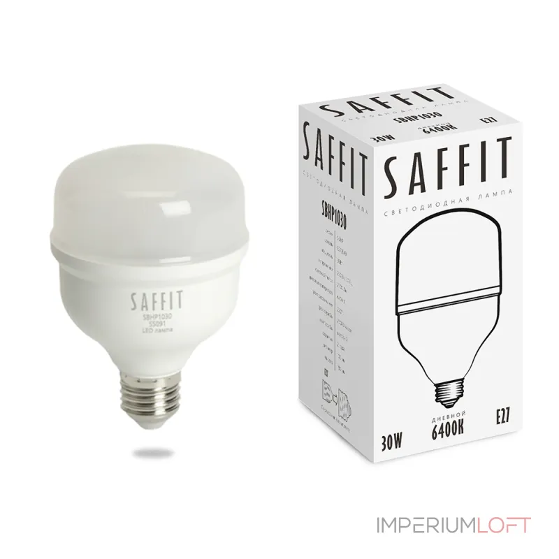 Лампа светодиодная Feron Saffit SBHP1030 E27-E40 30Вт 6400K 55091 Цвет арматуры белый Цвет плафонов белый Лампа светодиодная Feron Saffit SBHP1030 E27-E40 30Вт 6400K 55091 Цвет арматуры белый Цвет плафонов белый