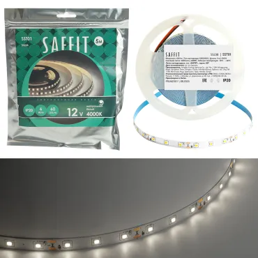 Светодиодная LED лента Feron SST01 SAFFIT 60SMD(2835)/m 6Вт/м 12V 5000*8*1.22мм 4000K IP20 55238