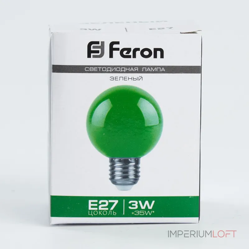 Лампа светодиодная Feron LB-371 Шар E27 3W 230V зеленый 25907