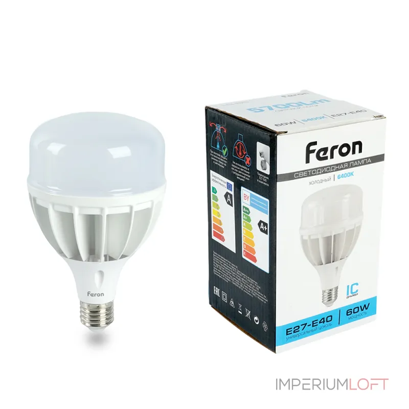 Лампа светодиодная Feron Saffit LB-65 E27-E40 60Вт 6400K 25782 Цвет арматуры белый Цвет плафонов хром Лампа светодиодная Feron Saffit LB-65 E27-E40 60Вт 6400K 25782 Цвет арматуры белый Цвет плафонов хром