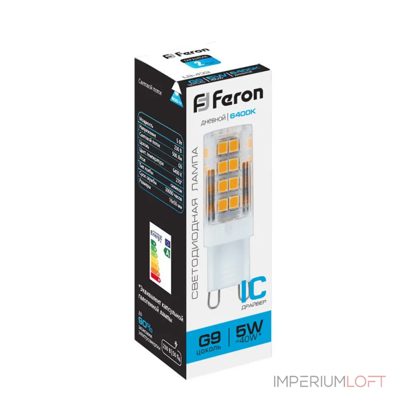 Лампа светодиодная Feron LB-432 G9 5W 175-265V 6400K 25771 Лампа светодиодная Feron LB-432 G9 5W 175-265V 6400K 25771