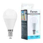 Лампа светодиодная LB-990 G45 (шар малый) 15W 175-265V E14 6400К (холодный) Feron 52080
