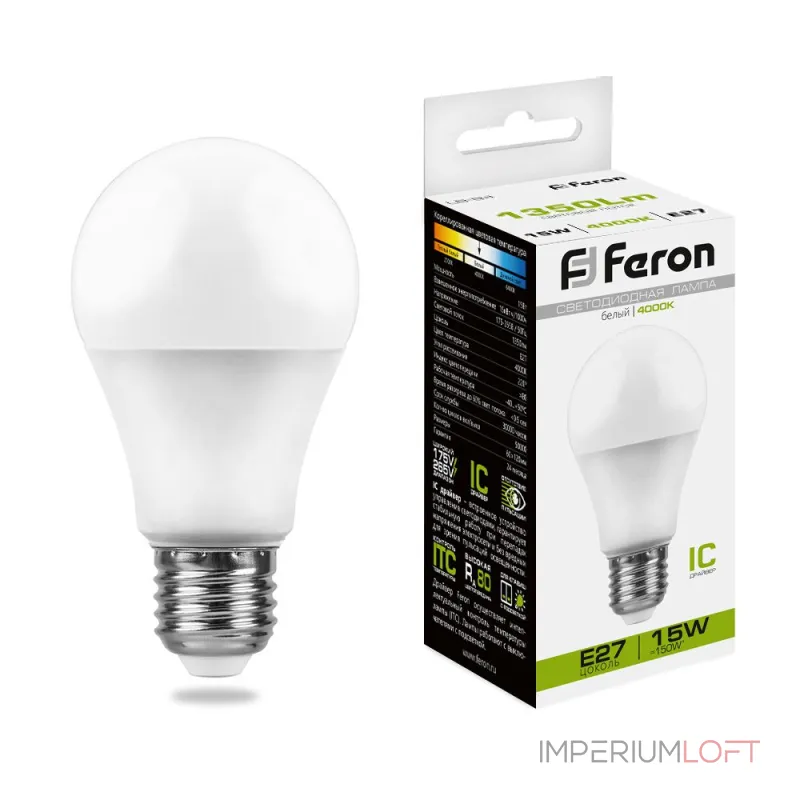 Лампа светодиодная Feron LB-94 Шар E27 15W 175-265V 4000K 25629 Лампа светодиодная Feron LB-94 Шар E27 15W 175-265V 4000K 25629