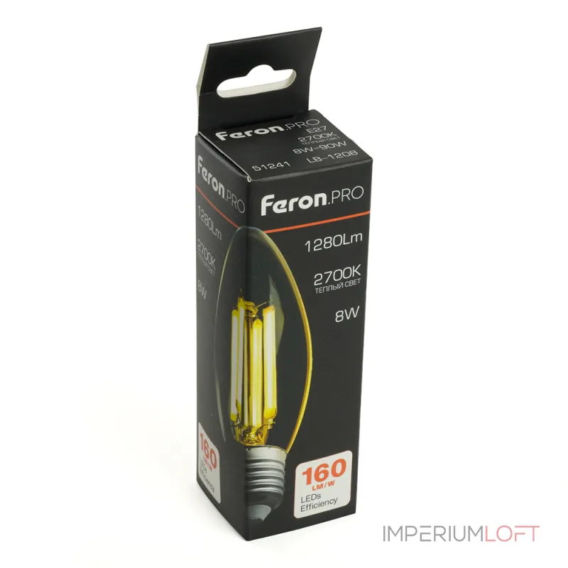 Лампа светодиодная Feron.PRO LB-1208 Свеча E27 1280LM 8W 175-265V 2700K 51241