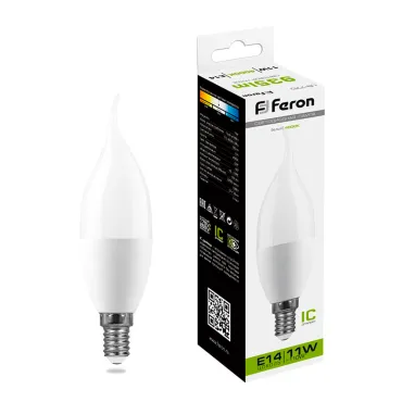Лампа светодиодная Feron LB-770 Свеча на ветру E14 11W 175-265V 4000K 25940 Лампа светодиодная Feron LB-770 Свеча на ветру E14 11W 175-265V 4000K 25940