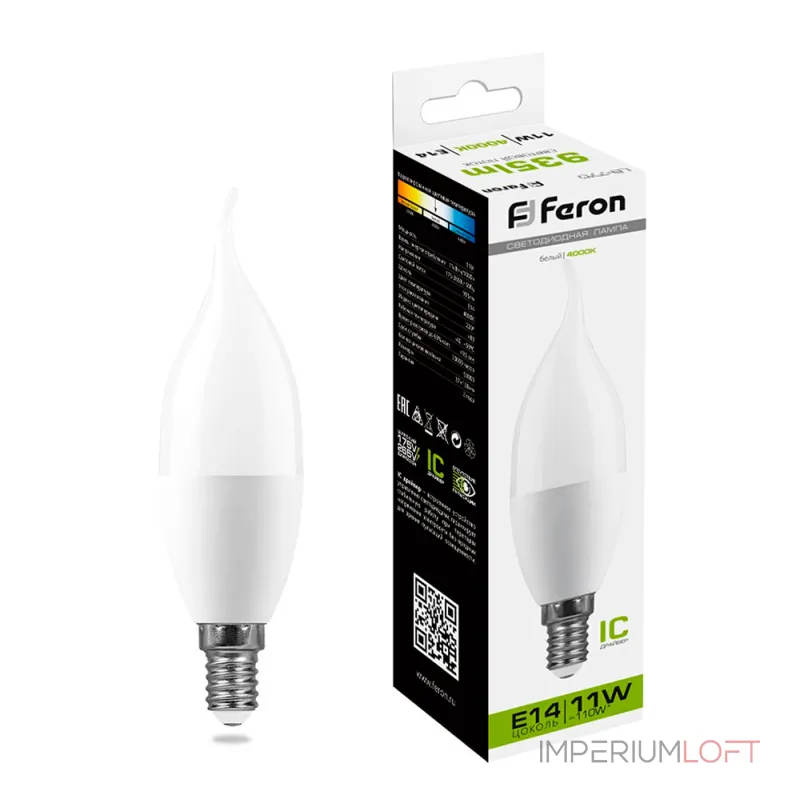 Лампа светодиодная Feron LB-770 Свеча на ветру E14 11W 175-265V 4000K 25940 Лампа светодиодная Feron LB-770 Свеча на ветру E14 11W 175-265V 4000K 25940