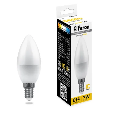 Лампа светодиодная Feron LB-97 Свеча E14 7W 175-265V 2700K 25475