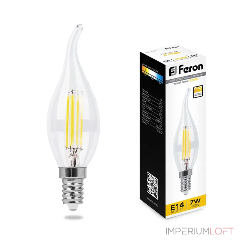 Лампа светодиодная Feron Saffit LB-167 E14 7Вт 2700K 25872 Цвет арматуры Неокрашенный Цвет плафонов желтый