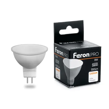 Лампа светодиодная Feron LB-1608 GU5.3 8Вт 4000K 38090 Цвет арматуры никель Цвет плафонов прозрачный Лампа светодиодная Feron LB-1608 GU5.3 8Вт 4000K 38090 Цвет арматуры никель Цвет плафонов прозрачный