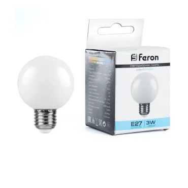 Лампа светодиодная Feron LB-371 Шар E27 3W 230V 6400K матовый 25902 Лампа светодиодная Feron LB-371 Шар E27 3W 230V 6400K матовый 25902