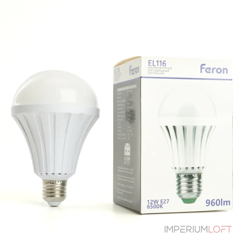 Аккумуляторная светодиодная лампочка Feron EL116 Е27 IP20 12W