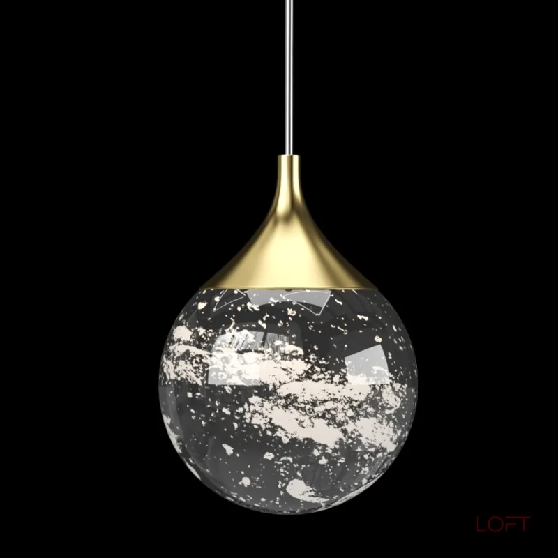 Подвесной светильник Fluorite Perfectio Brass FL1175-1PB с плафоном из горного хрусталя Подвесной светильник Fluorite Perfectio Brass FL1175-1PB с плафоном из горного хрусталя