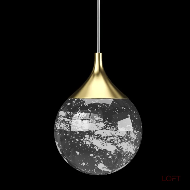 Подвесной светильник Fluorite Perfectio Brass FL1175-1PB с плафоном из горного хрусталя Подвесной светильник Fluorite Perfectio Brass FL1175-1PB с плафоном из горного хрусталя