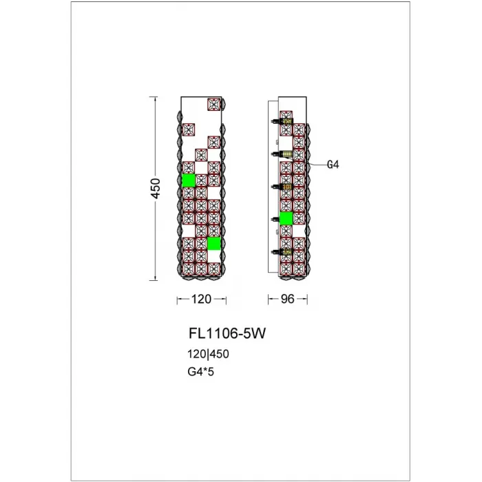 Настенный светильник (Бра) Fluorite Elegance FL1106-5W от ImperiumLoft