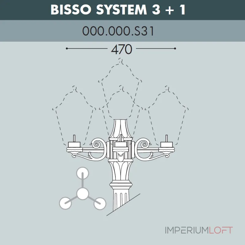 Консоль для паркового фонаря FUMAGALLI BISSO SYS 3L+1 000.000.S31.A0 Консоль для паркового фонаря FUMAGALLI BISSO SYS 3L+1 000.000.S31.A0
