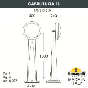 Садовый светильник-столбик FUMAGALLI GABRI/LUCIA 1L 1R3.613.010.LYE27 Садовый светильник-столбик FUMAGALLI GABRI/LUCIA 1L 1R3.613.010.LYE27