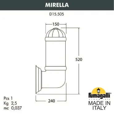 Светильник уличный настенный FUMAGALLI MIRELLA D15.505.000.VXF1R.FRA Светильник уличный настенный FUMAGALLI MIRELLA D15.505.000.VXF1R.FRA