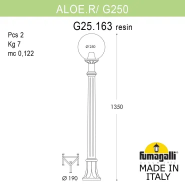 Садовый светильник-столбик FUMAGALLI ALOE`.R/G250 G25.163.000.VXE27 Садовый светильник-столбик FUMAGALLI ALOE`.R/G250 G25.163.000.VXE27
