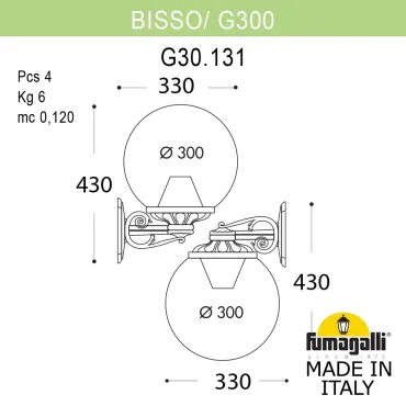 Светильник уличный настенный FUMAGALLI BISSO/G300 G30.131.000.BXE27DN