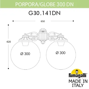 Светильник уличный настенный FUMAGALLI PORPORA/G300 G30.141.000.BYE27DN Светильник уличный настенный FUMAGALLI PORPORA/G300 G30.141.000.BYE27DN