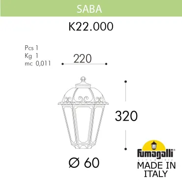Уличный фонарь на столб FUMAGALLI SABA K22.000.000.VYE27