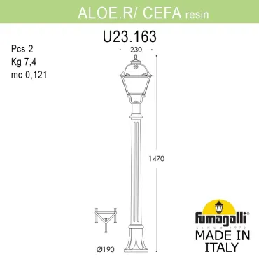 Садовый светильник-столбик FUMAGALLI ALOE.R/CEFA U23.163.000.VXE27