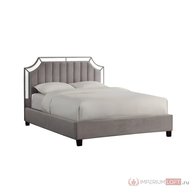 N-BD1894V GR Кровать с зеркальными вставками серая 214*172*127см от ImperiumLoft