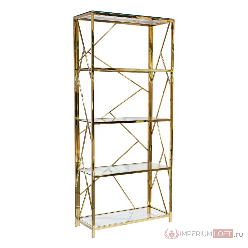 GY-SH8711GOLD Стеллаж стекло прозр/золото 80*35*180см от ImperiumLoft