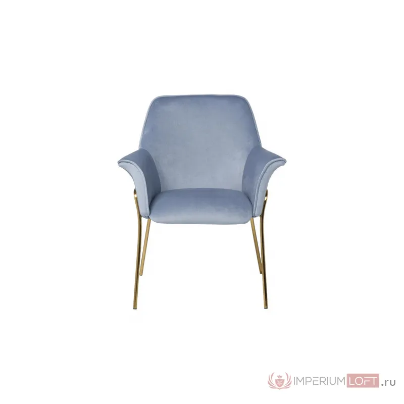 Кресло велюровое серо-голубое на металлических ножках 30C-1127-Z LBL от ImperiumLoft