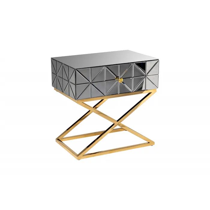 KFG090 Тумба с матовой зерк.отделкой каркас металл. 60*40*60см от ImperiumLoft