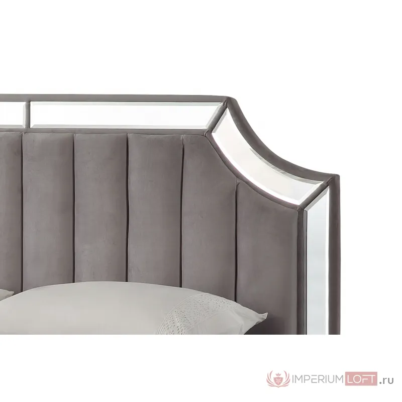N-BD1894V GR Кровать с зеркальными вставками серая 214*172*127см от ImperiumLoft