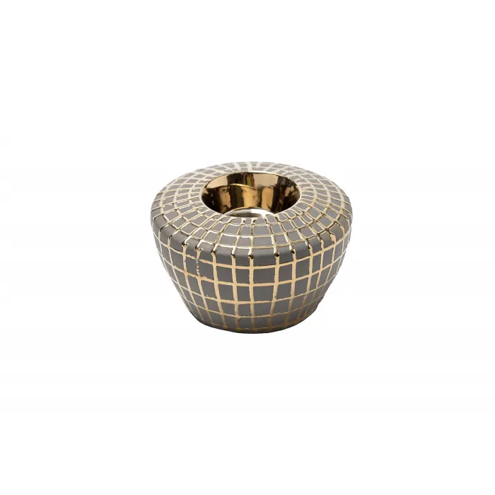18H7819-S Подсвечник c золотым декором d10*6см от ImperiumLoft