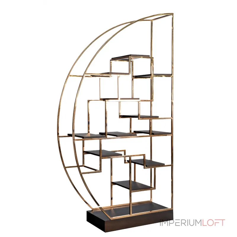 Стеллаж-полусфера розовое золото/темный шпон от ImperiumLoft Стеллаж-полусфера розовое золото/темный шпон от ImperiumLoft